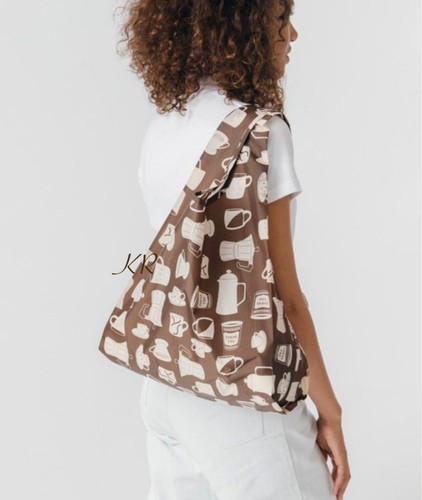 BAGGU Standard Eco Bag Coffee Pattern 100% Recycled Nylon Japan Exclusive - Picture 2 of 3