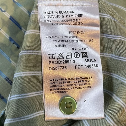 Hugo Boss Hawaiian Shirt Men’s L Slim Fit Green Summer Floral Striped Holiday - Picture 12 of 14