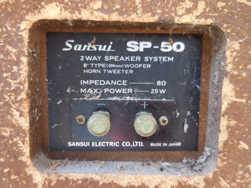 Vintage Sansui SP-50 25W 2-Way Bookshelf Stereo Speakers Wood w Lattice Grills - Picture 14 of 18