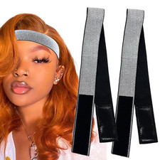 2 Pcs Elastic Bands for Wig, Silver Lace Melting Edge Wrap to Lay Edges Silver,