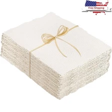 Handmade Textured Watercolor Paper Pack 100 Sheets 140lb Deckled Edge Crafting