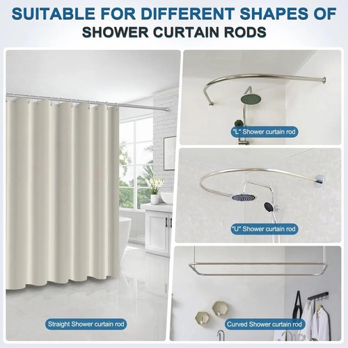 Waterproof Bathroom Curtains with 12 Hooks, 71" x 71", Beige - Picture 4 of 4