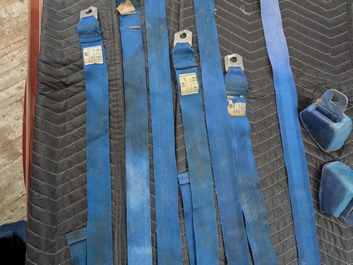 1968 1969 GM Blue Seatbelts Buick Chevy Olds Pontiac Seat Lap Belts 1970 - Picture 14 of 19