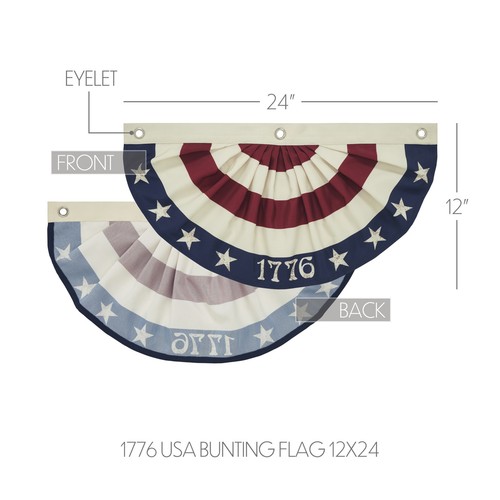My Country 1776 USA Bunting Flag 12x24 - Picture 3 of 6