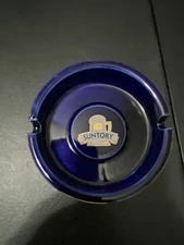 Vintage Blue SUNTORY Draft Beer Ashtray Ash Tray Made In Japan S4 porcelain 