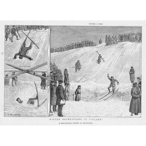 Wintererholung in Finnland - Antiker Druck 1888
