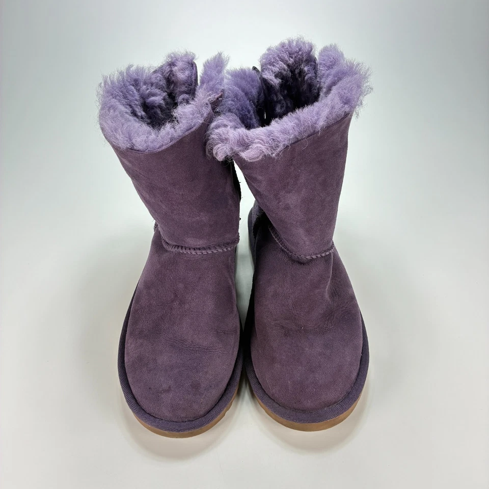 UGG Bailey Bow II Boots Purple Violet Sheepskin Fur Lined Youth Girls Size 3 - Image 3 of 4