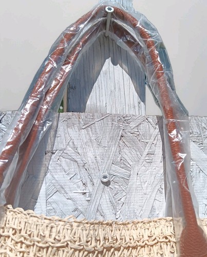 Merona Beige Shoulder Bag Large/beach Straw Crochet Beige W/ Orange Tassles - Picture 5 of 16