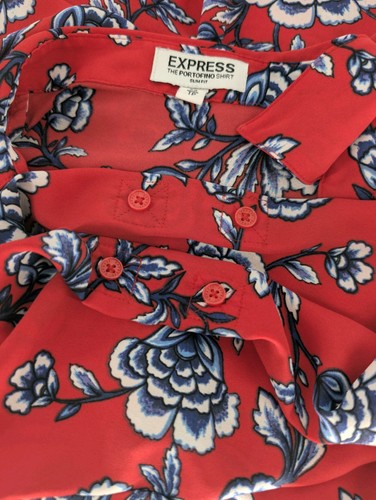 EXPRESS Womens The Portofino Shirts SXS  Fit Red Blue White Purple C&E Peach  - Picture 16 of 17