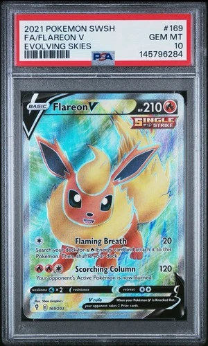 2021 Flareon V #169 Evolving Skies PSA 10 Pokemon Card