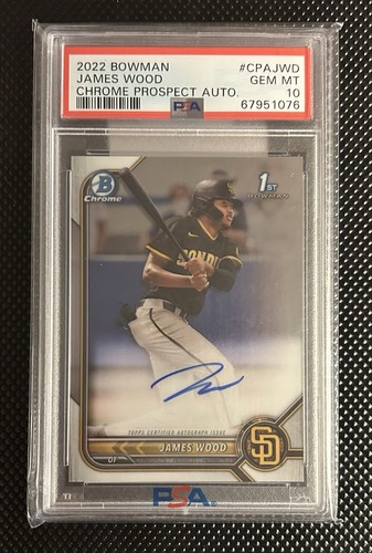 James Wood 2022 Bowman Chrome 1st Auto PSA 10