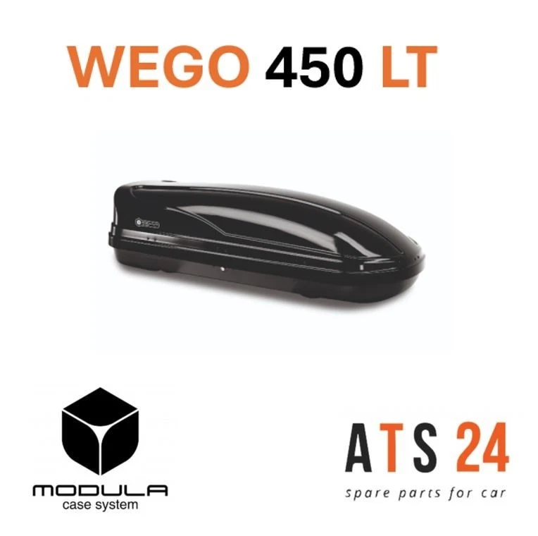 BOX BAULETTO DA TETTO AUTO 450 LT NERO LUCIDO BOX WEGO 175X82X44 75KG