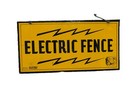 Vintage Yellow Metal Qwik Way? Electric Fence Sign 8"X4" Patina Light Rust