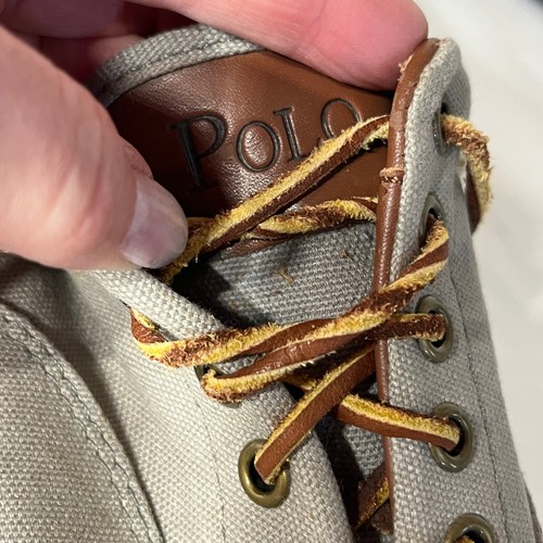 VTG 90s Polo Ralph Lauren Sneakers Vaughn Gray Canvas Leather Lace Up Preppy 10D - Picture 4 of 10