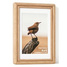 RICHFOCUS 4x6 Solid Oak Wood Picture Frame, Rounded Corners, Tempered Glass