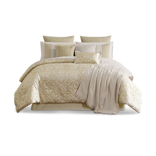 Hallmart Collectibles Caroline 14-Pc. Comforter Set, Queen - Gold - 第 11/11 張圖片