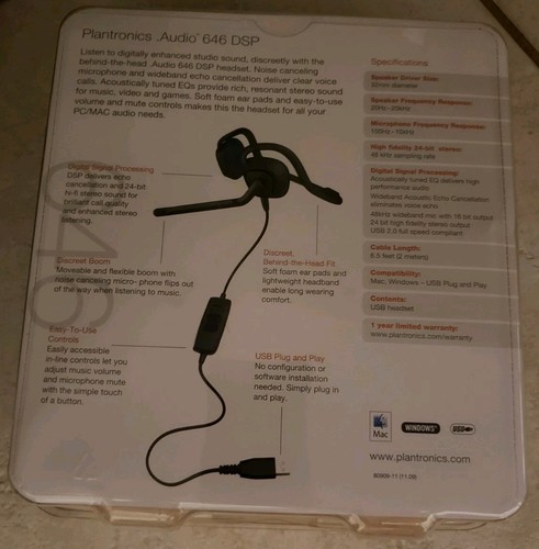 Plantronics Voice 646 Audio DSP Stereo USB Headset  Headband Music Gaming New - Picture 2 of 2
