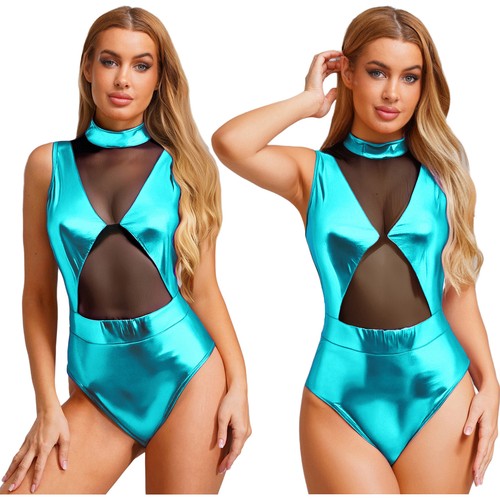 Women Bodysuit See Through Clubwear Swimwear Jumpsuit Shiny Lingerie Cosplay - Picture 55 of 78