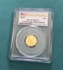 2015 $5 1/10 oz U S GOLD EAGLE COIN PCGS MS70 WIDE REEDS FS FIRST STRIKE US FLAG