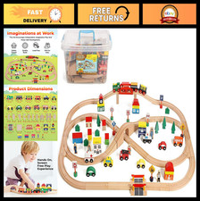 100-Piece Wooden Train Set with Magnetic Trains Tracks - All-in-One Toy Set