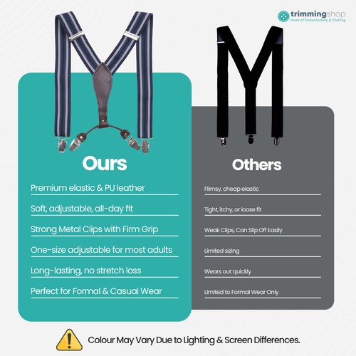 35mm Adjustable MEN BRACES SUSPENDERS Clip On Y Strap - Picture 88 of 101