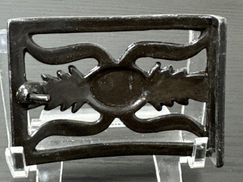 Novelty 3” Silver Tone Belt Buckle Southwest Design W/ Coral Stone Red 1975-1980 - Bild 3 von 7