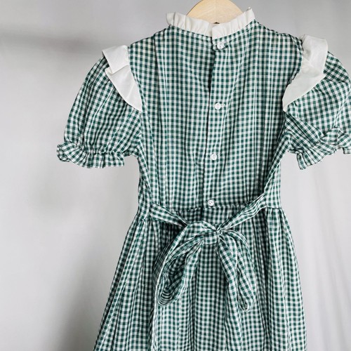 Vintage Jill Lynn Girls Green Gingham Ruffle Prairie Dress 6 - Picture 2 of 11