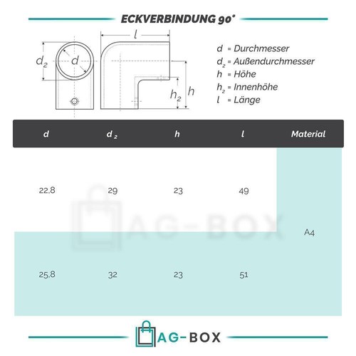 Eckverbindung 90° Feinguss Edelstahl VA Reling Verbinder Durchlass Rohr - Bild 3 von 8