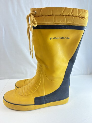 West Marine Tall Yellow Rubber Men’s Boots. Drawstring On Top. Size 11 Pre-Owned - Picture 8 of 18