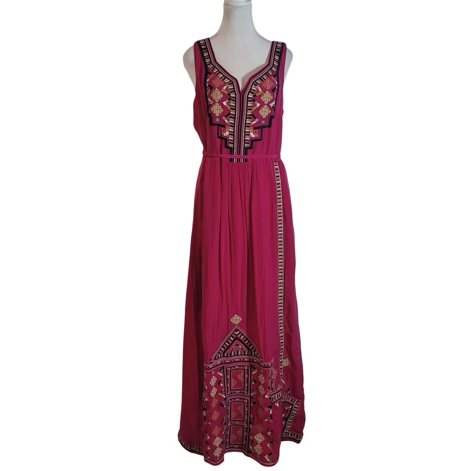 Maxi Vestido Vanessa Virginia Talla 14 Anthropologie Dayak Bordado Boho Foto 2 de 4