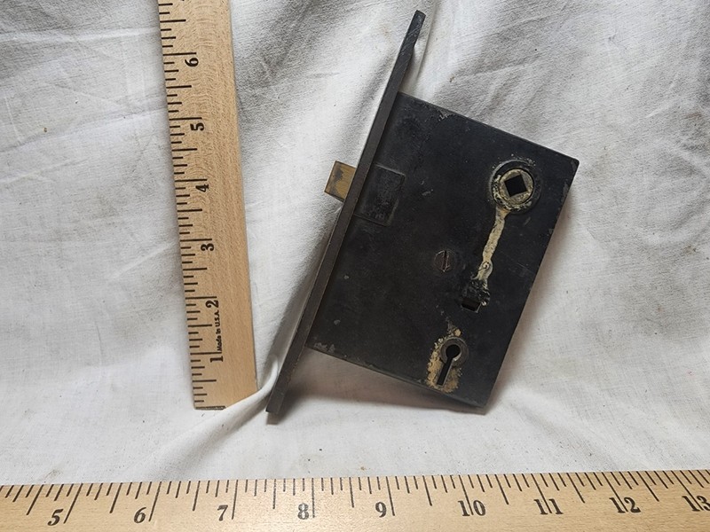 Antique Door Lock Body Mortise Install Brass Plate Skeleton Keyed Used Body Only