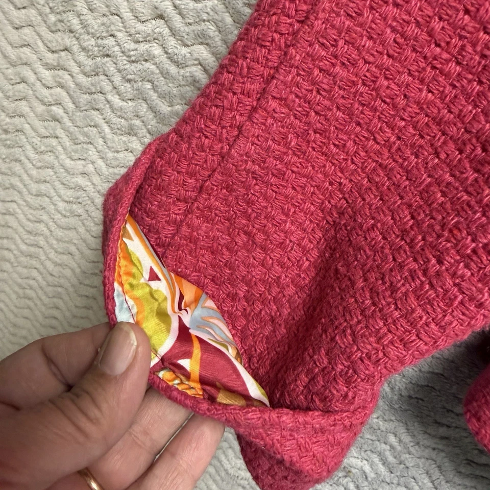 Chaqueta Chaquetón Tul Para Mujer XL Rosa Texturizada Mezcla Lana Retro Mod Botón Delantero Foto 3 de 4