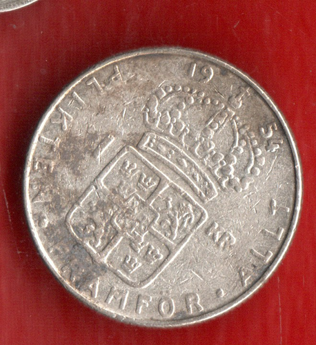 SWEDEN 1 KRONER 1954 SILVER