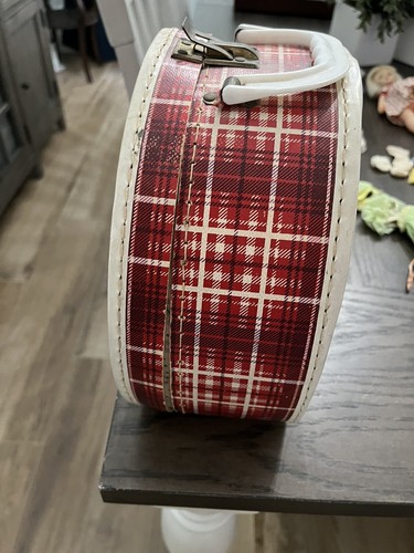 Vintage Red & Plaid Doll Case Wardrobe Box Brass closure - Picture 3 of 6