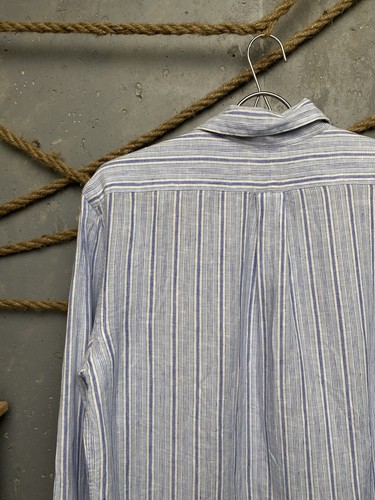 Polo Ralph Lauren Linen Long Sleeve Striped Blue Button Up  Shirt  Size M - Picture 17 of 24