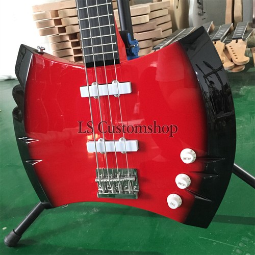 Custom Red Burst Marceline's Axe Bass Guitar Adventure Time 4 String Chrome Part - Picture 8 of 12