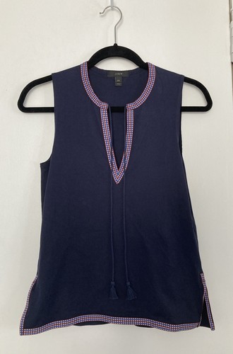 J. Top Crew 100% Algodón Sin Mangas Azul Marino Talla 00 Nuevo