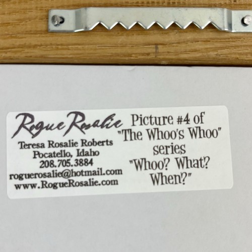 Original Framed Digital Art Print Groovy Owl Owls MCM Frame Rosalie Roberts 17" - Picture 17 of 18