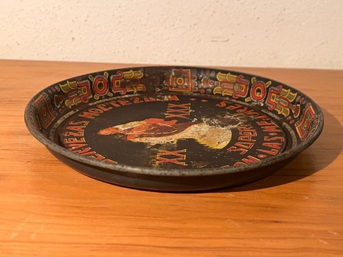 Antique Mexican Moctezuma Brewery Beer tin tray Moctezuma's Daughter Superior 6" - Picture 7 of 7