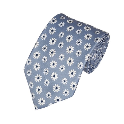 Romario Manzini® Men's White Flower PRINTED DESIGN TIE - Afbeelding 10 van 21