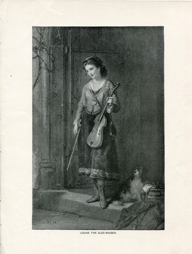 Louise the Glee Maiden traveling minstrel with dog, 1902 vintage engraving - Picture 3 of 3