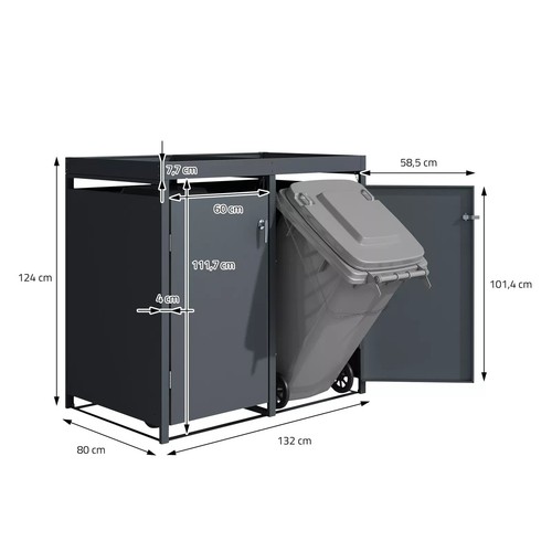 Mülltonnenbox für 3 Müllbox Mülltonnenhaus Mülltonnenverkleidung mit Pflanzdach - Bild 2 von 3