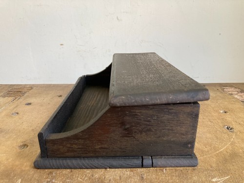 Antique Wooden Office COPYING - RED - BLACK Inkwell Farmhouse Barn Salvage - Picture 7 of 21