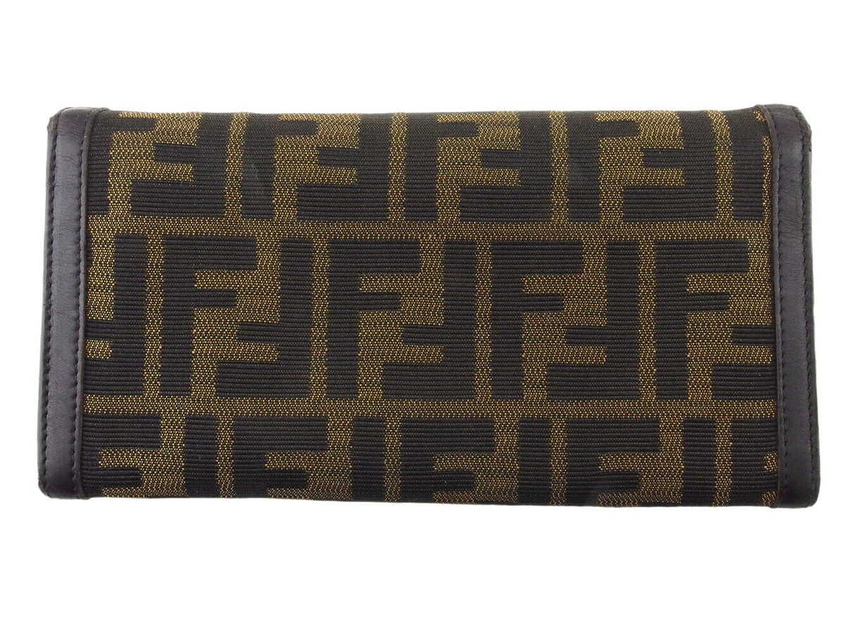 FENDI long wallet Zucca beige canvas x leather Authentic FENDI long wallet Zucca beige canvas x leather Authentic