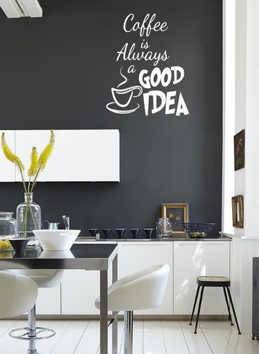 Coffee is always a good idea..... Wall Quote Stickers Wall Decals kitchen - Afbeelding 1 van 3