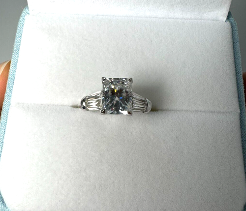 Verlobungsring 3 kt Radiant Cut Charles & Colvard zertifiziert Moissanit - Bild 5 von 12