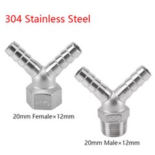 304 Stainless Steel 20mm Female/Male Thread "Y" 3-Way Pipe Fitting Connector