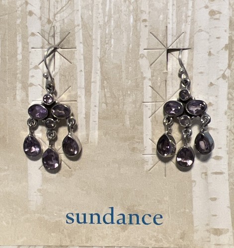 Sundance Catalog Silver Amethyst Dangle Earrings - New