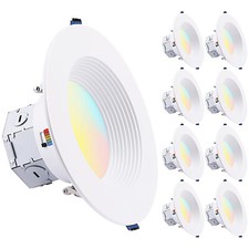 8-Pack 6 Inch 5CCT Integrated LED Canless Recessed Light with Junction Box