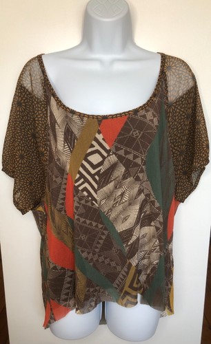 WESTON WEAR Womens Size Small Nylon Shirt Sheer Mesh Multicolor - Picture 2 of 5